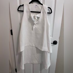 White high low v neck top